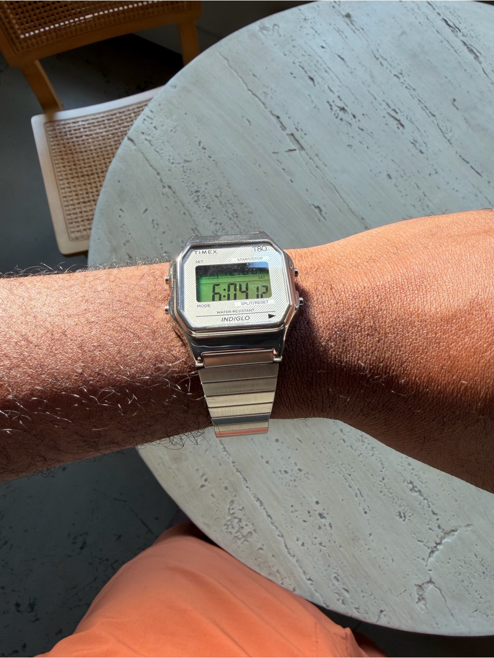Timex T80 Stainless Steel Digital Watch in Silver